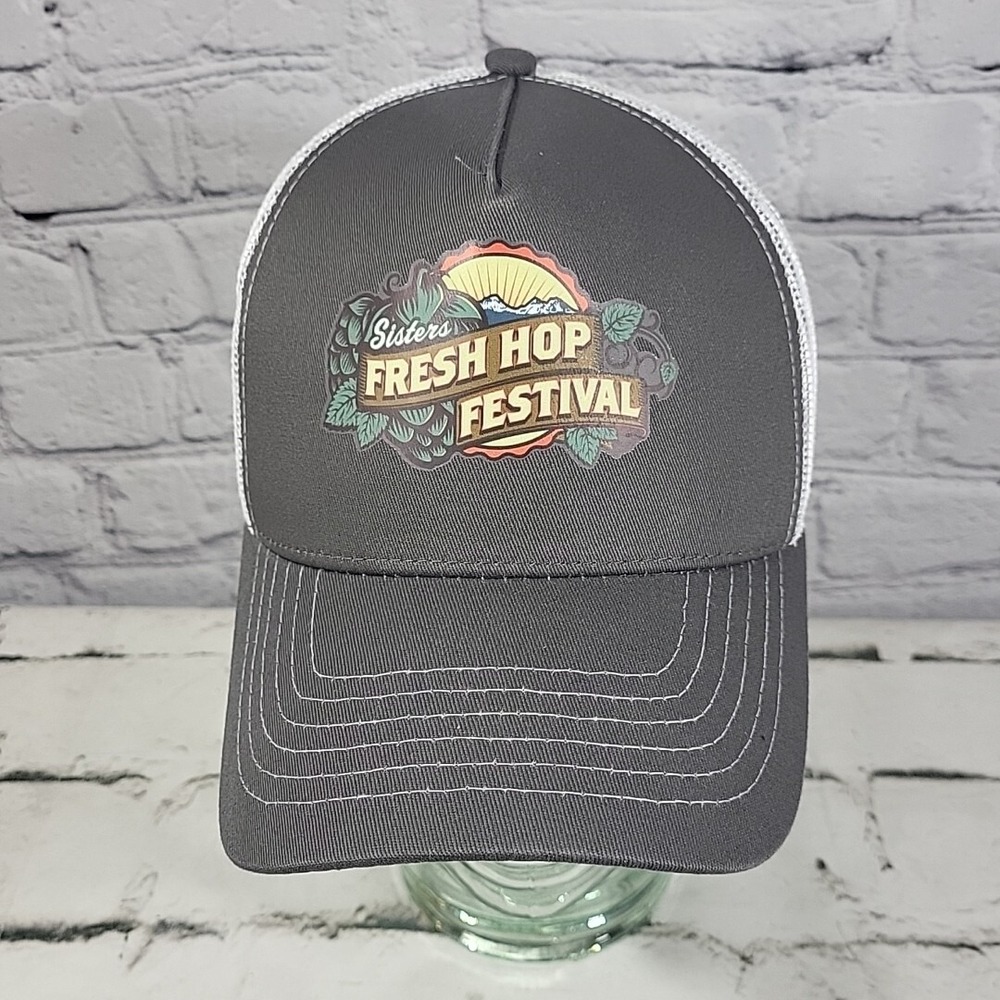 Sisters Fresh Hop Festival Trucker Hat Unisex‎ OSFA Gray Snapback Brewery Cap